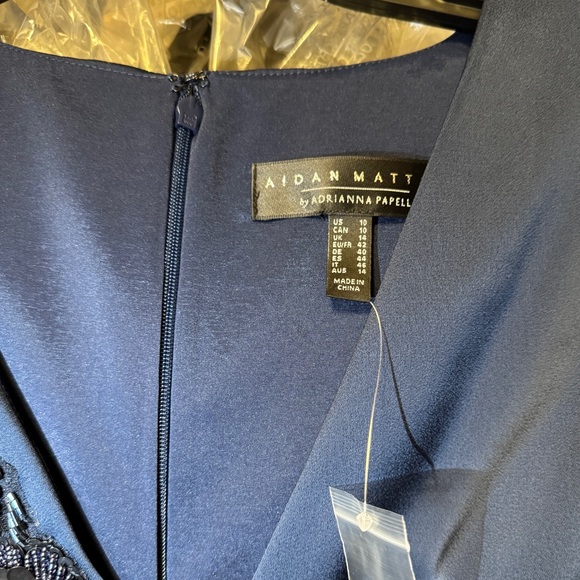 Aidan Mattox Embellished V Neck Peplum Sheath Dress - Picture 16 of 16